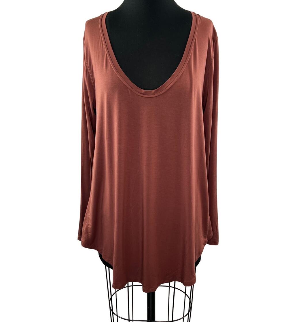 Lululemon Dark Terracotta Blouse Top Ribbed V-Neck For Down Time M Medium